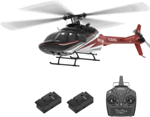 YUXIANG F08 Bell206 RC Helicopter Toys for Adults, 1/27 Scale 2.4G 6CH 6G/3D Stabilized Aircraft 6-Axis Gyro Brushless Flybarless Helicopter, One-Key Inverted Flight - RTF / 2 Battery