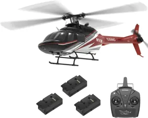 YUXIANG F08 Bell206 RC Helicopter Toys for Adults, 1/27 Scale 2.4G 6CH 6G/3D Stabilized Aircraft 6-Axis Gyro Brushless Flybarless Helicopter, One-Key Inverted Flight - RTF / 3 Battery