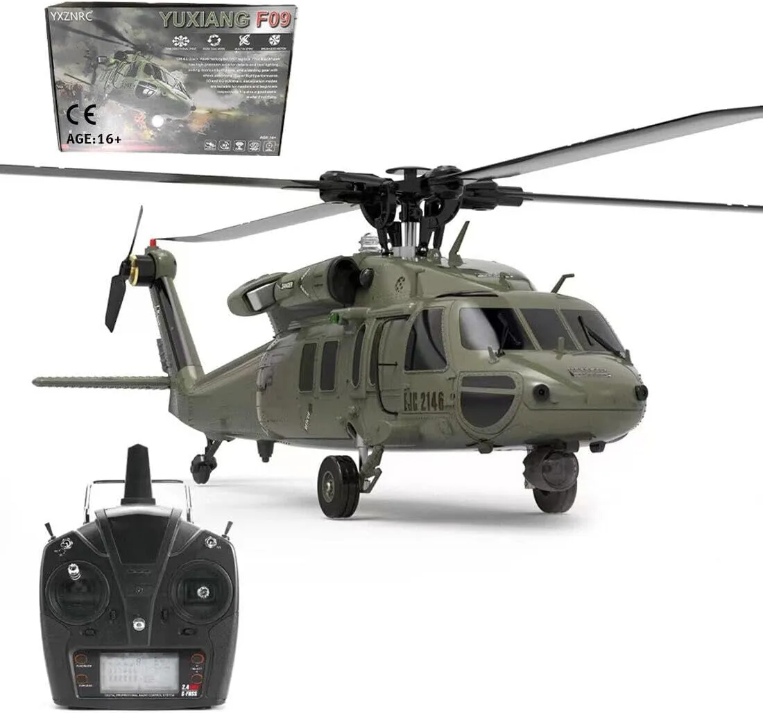 YUXIANG YXZNRC F09 RC Helicopter for Adults, 1/47 2.4G Remote Control Military Aircraft Helicopter Model, Brushless Direct Drive RC Airplanes Toy (RTF), 42.5 x 42 x 12cm, 05D16C0343R6V5