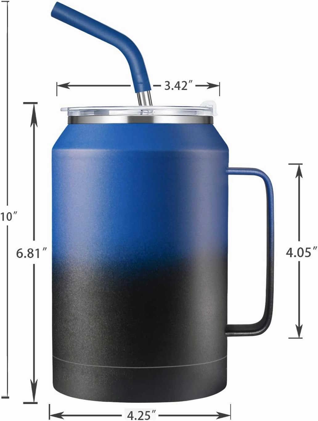 Zenbo 32 oz Mug Tumbler – Stainless Steel Vacuum Insulated Mug with Handle,Lid and Straw,Keeps Drinks Cold up to 36 Hours – Sweat-Proof Body, Dishwasher Safe