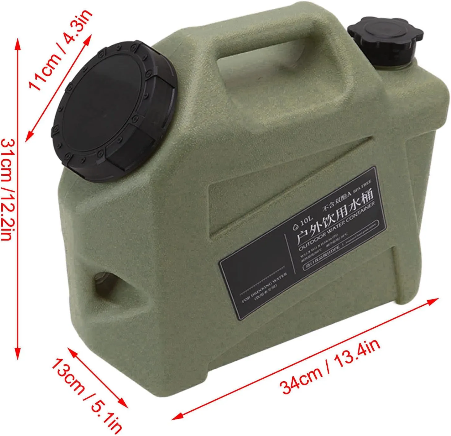 Zerodis Water Storage Carrier, Portable Water Container with Spigot Household Multifunction Storage Bucket for Camping Hiking Picnic BBQ(OD Green)