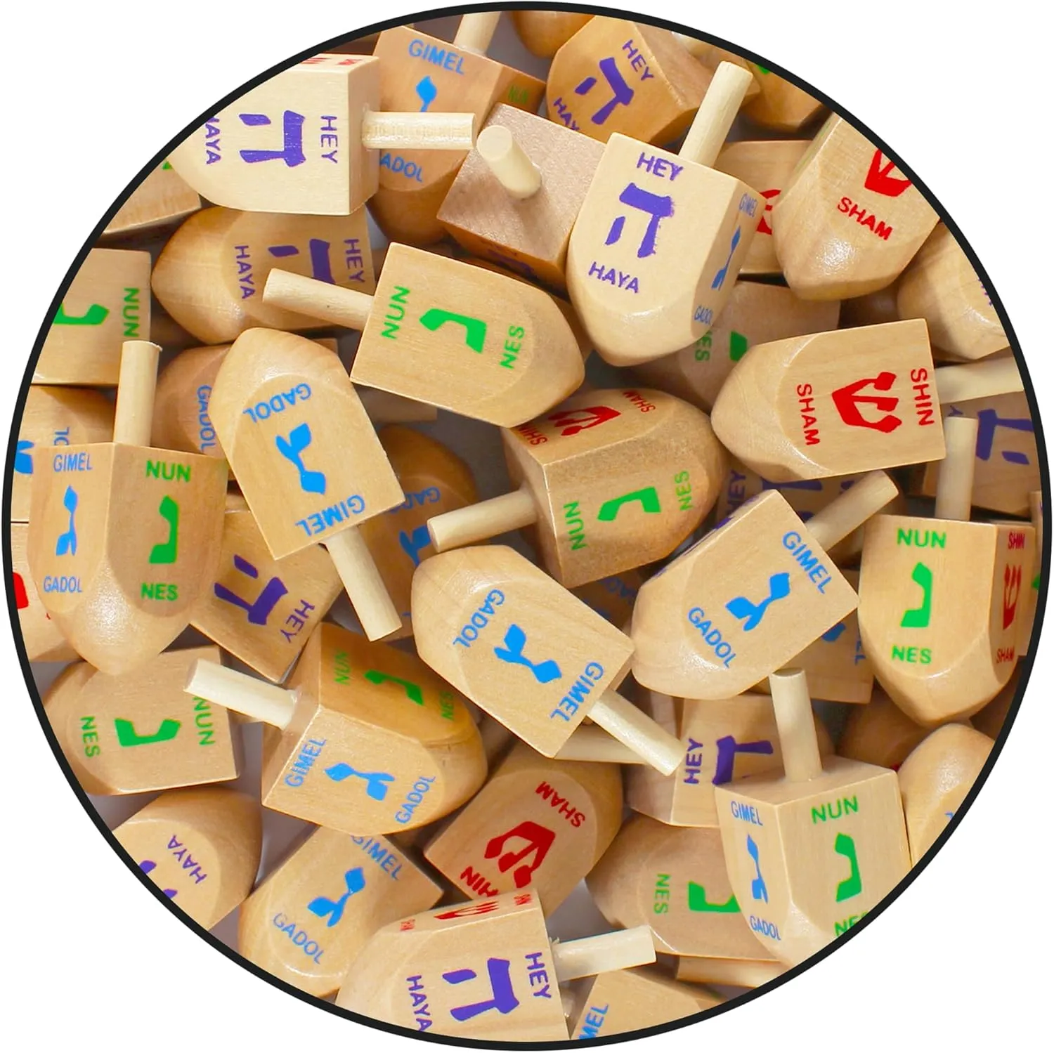 Zion Judaica Bulk Pack Wood Dreidels Medium Bulk-Pack Wooden Hanukkah Dreidles in Ziplock Bag Traditional Chanukah Game Hanukkah Spinning Tops (100 Pack)