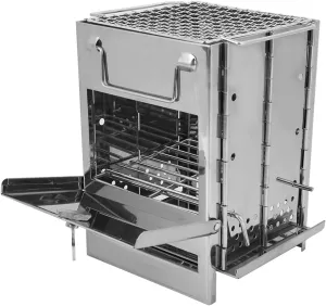 ZJchao Wood Stove, Wood Burning Stove Stainless Steel with Foldable Design for Outdoor Camping