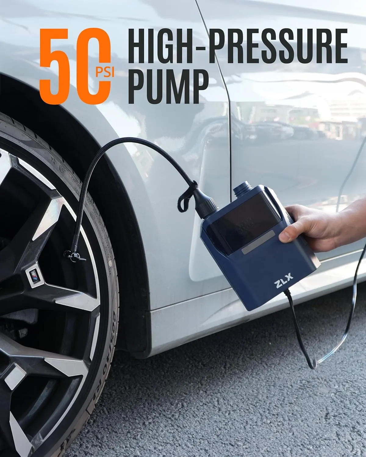 ZLX Electric Paddle Board Pump, 50PSI Air SUP Pump with High Pressure Dual Stage, Auto-Off Inflation/Deflation & Rechargeable Paddle Board Accessories for Inflatables, Kayaks, Boats, Air Mattresses