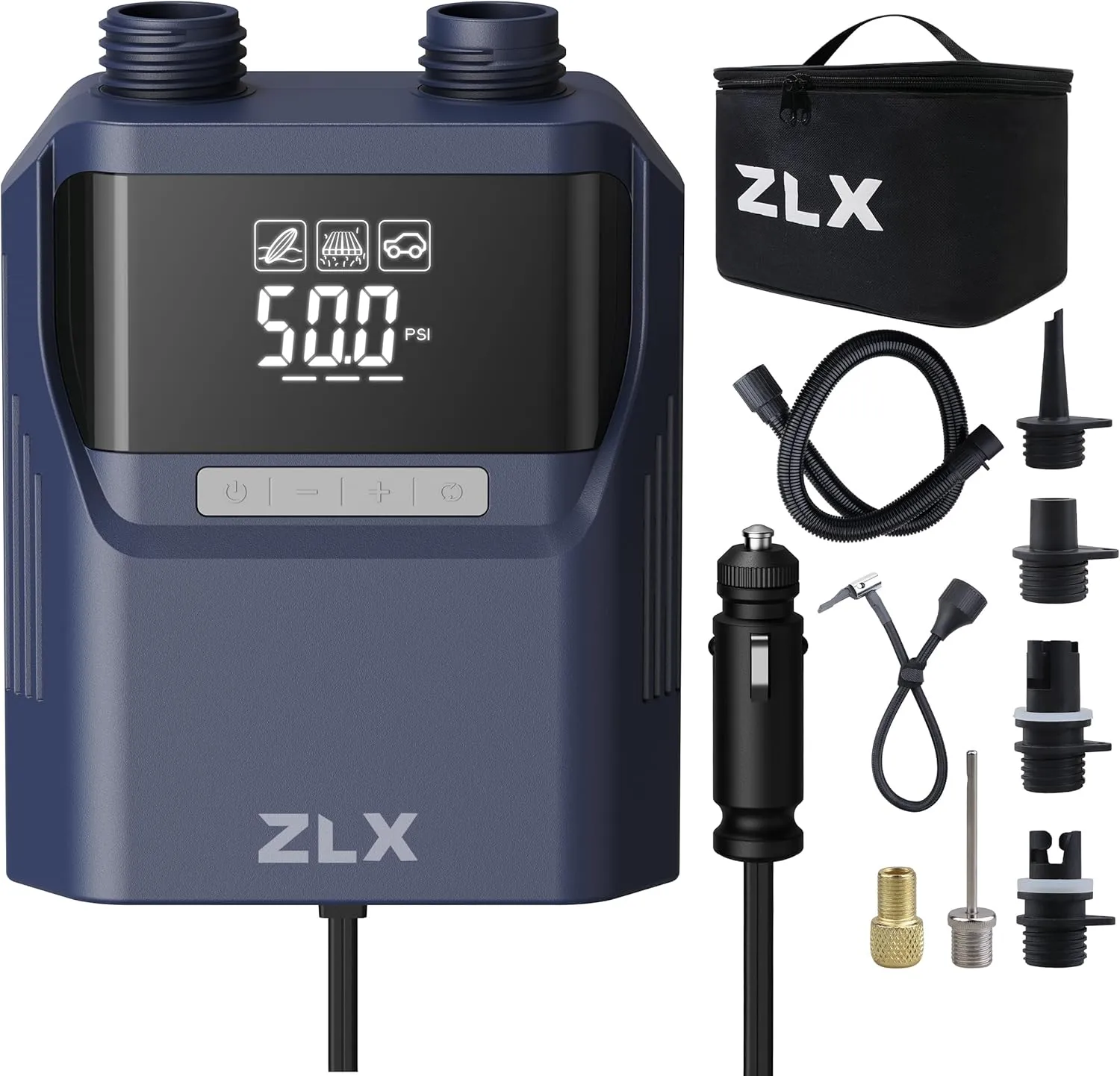 ZLX Electric Paddle Board Pump, 50PSI Air SUP Pump with High Pressure Dual Stage, Auto-Off Inflation/Deflation & Rechargeable Paddle Board Accessories for Inflatables, Kayaks, Boats, Air Mattresses