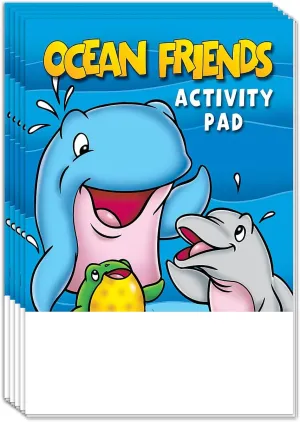 ZOCO - Ocean Friends - Mini Activity Pads (50 Bulk Pack Without Crayons) - Party Favors, Goodie Bag Stuffers, Coloring, Games, Mazes, Word Search, Puzzles, Activities for Kids