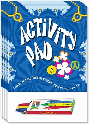ZOCO - Mini Activity Pads (50 Bulk Pack With Crayons) - Party Favors, Goodie Bag Stuffers, Games, Puzzles, Word Search, Mazes, Activities for Kids