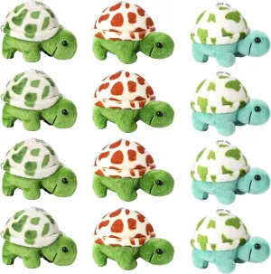 Zomiboo 12 Pcs Mini Animal Plush Toys Dolphin Sea Turtle Stuffed Animals Small Tiny Ocean Mini Plush Toys for Keychain Decoration Baby Xmas Bag Fillers Stocking Stuffs(Sea Turtle)