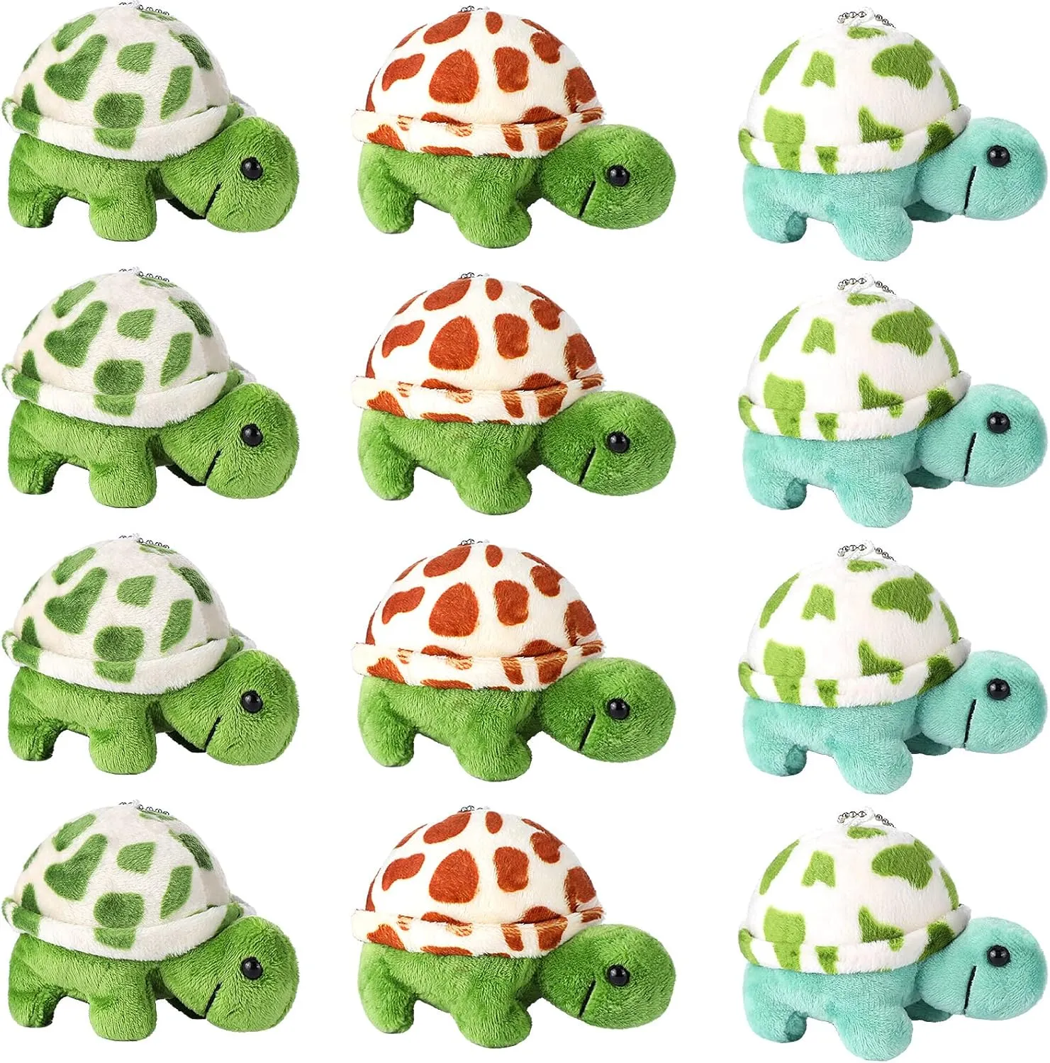 Zomiboo 12 Pcs Mini Animal Plush Toys Dolphin Sea Turtle Stuffed Animals Small Tiny Ocean Mini Plush Toys for Keychain Decoration Baby Xmas Bag Fillers Stocking Stuffs(Sea Turtle)