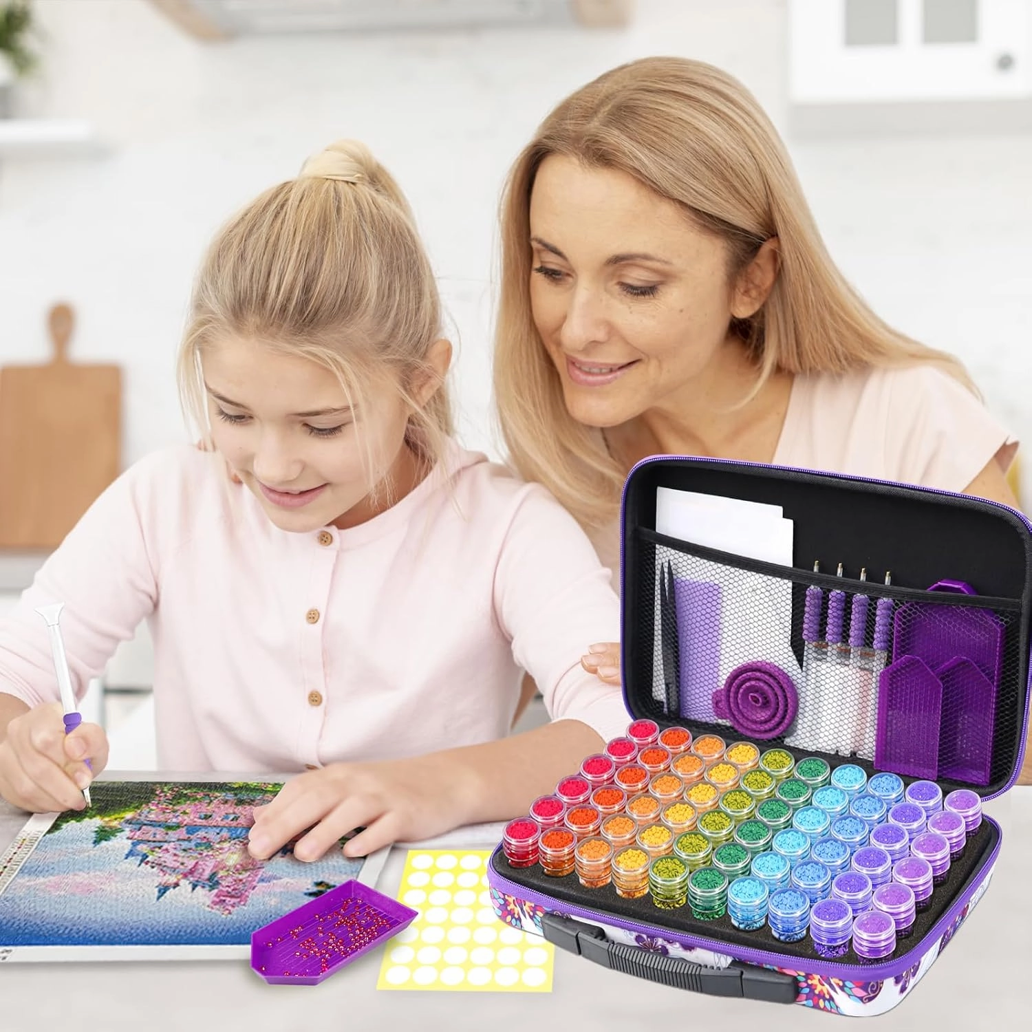 ZORETCO Diamond Painting Storage Case,60 Slots Diamond Art Kits with Accessories for Craft Jewelry Beads Organizer Boxes