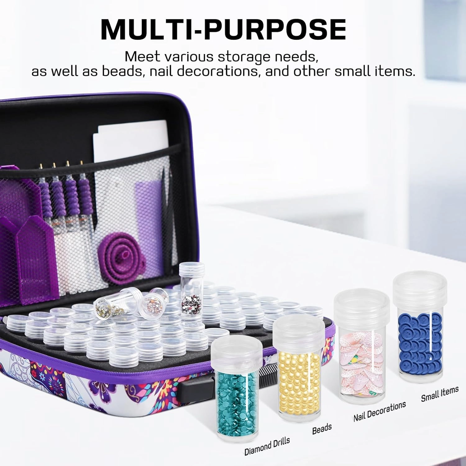 ZORETCO Diamond Painting Storage Case,60 Slots Diamond Art Kits with Accessories for Craft Jewelry Beads Organizer Boxes