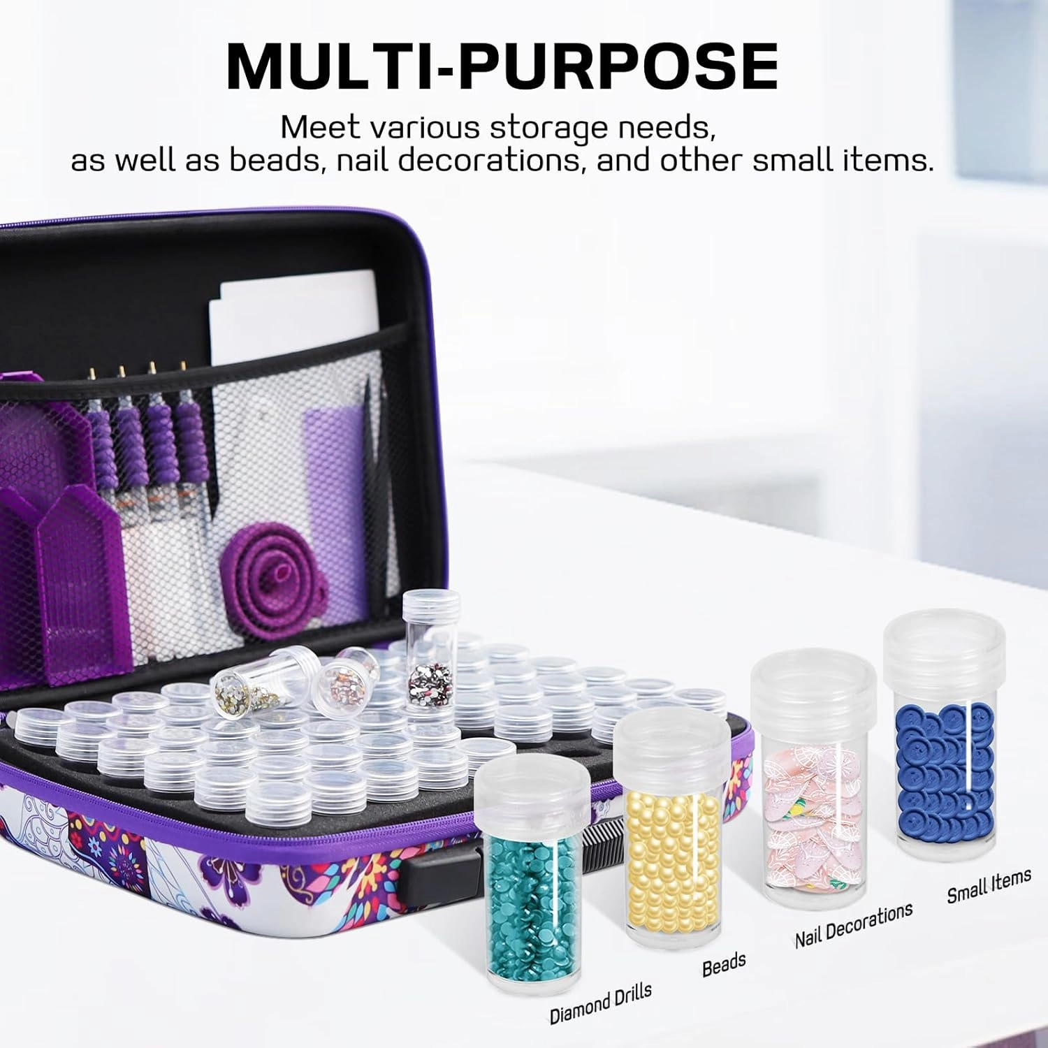 ZORETCO Diamond Painting Storage Case,60 Slots Diamond Art Kits with Accessories for Craft Jewelry Beads Organizer Boxes